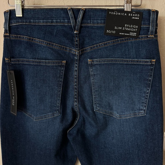 NWT VERONICA BEARD Ryleigh Slim
Straight High Rise Jeans Bright Blue Raw Hem 30 - Picture 10 of 16